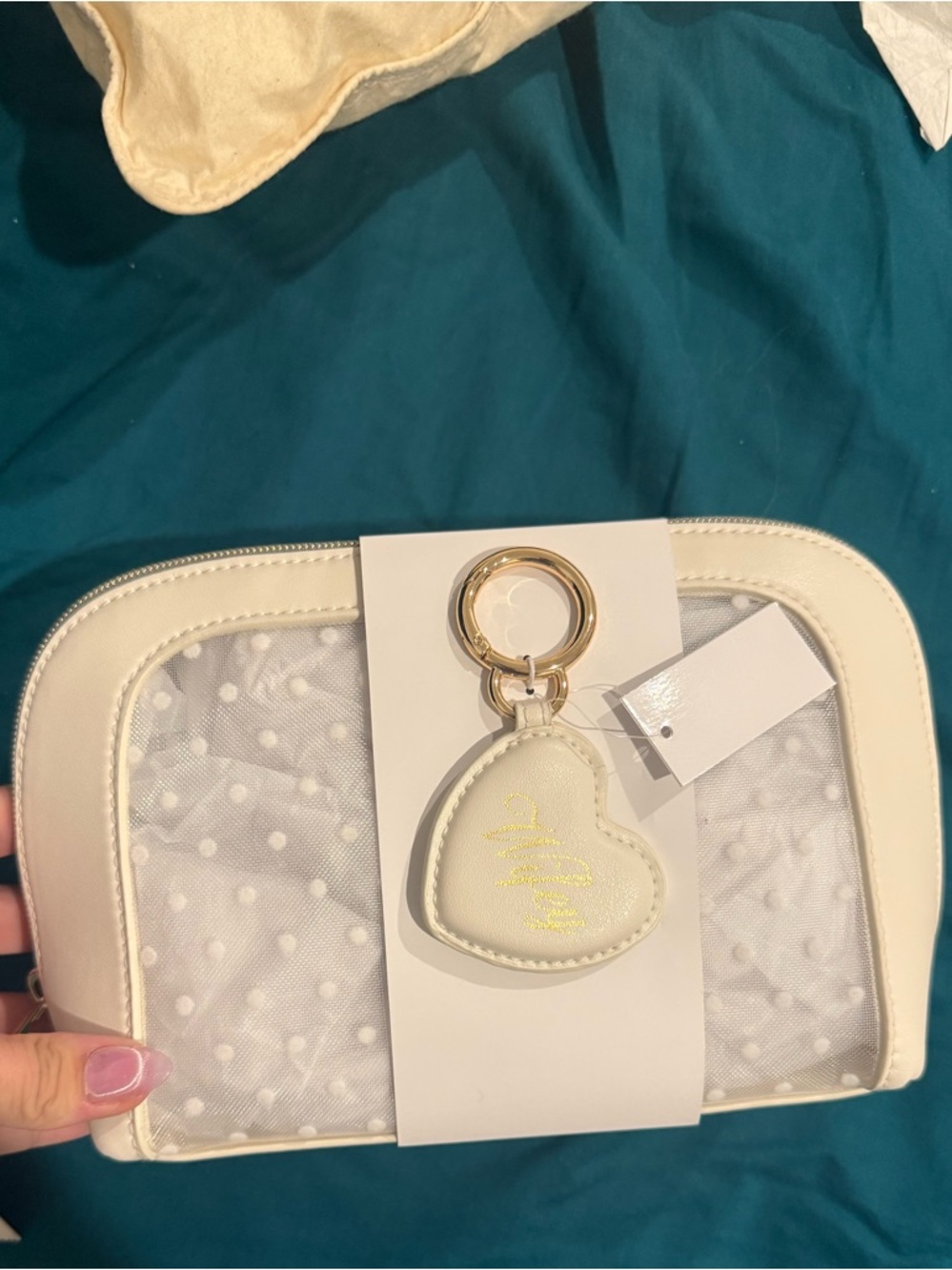 a new day white wifey bag with keychain